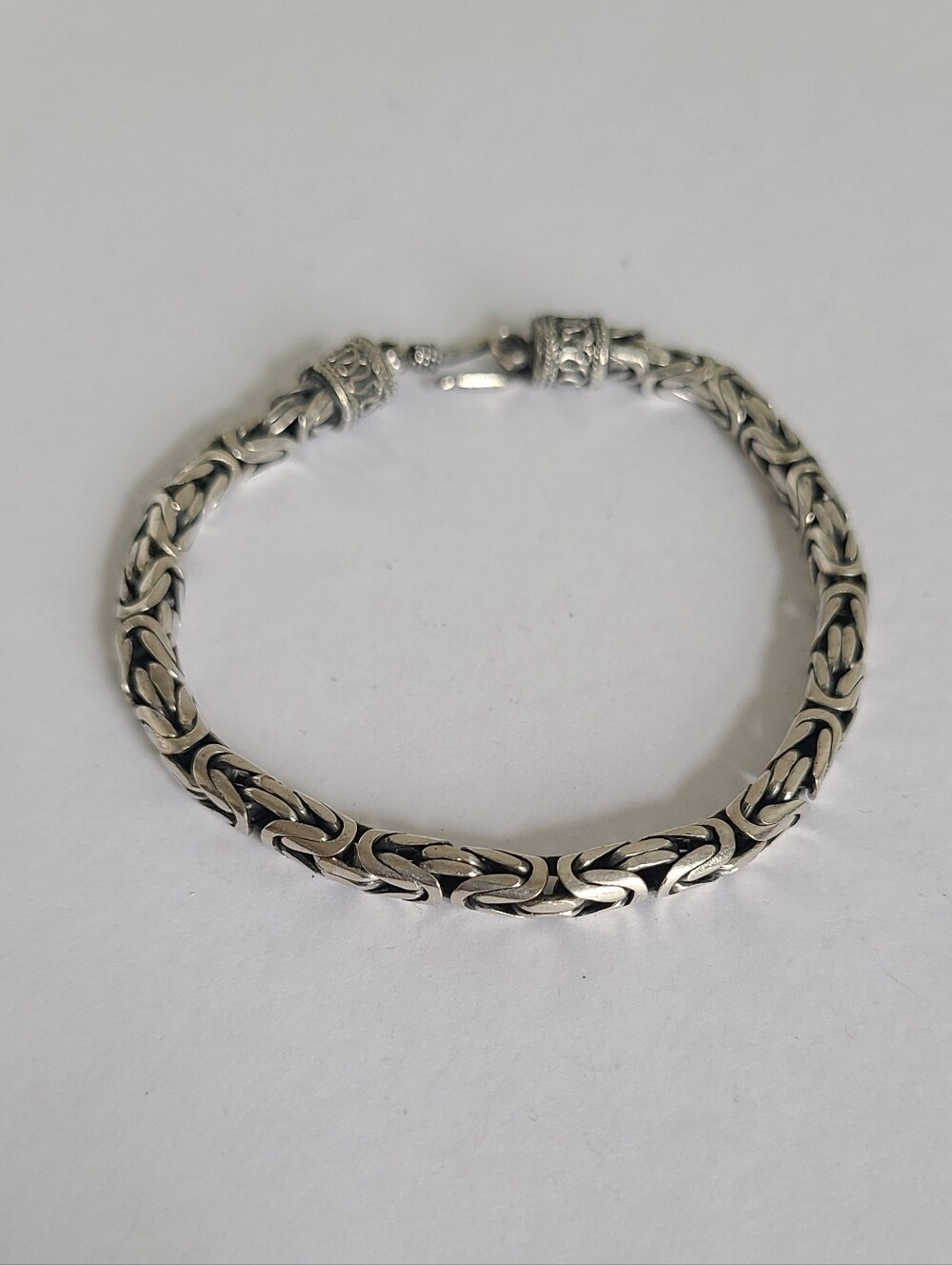Vintage Sterling Silver Unisex Byzantine Braided Rope Bali Link Chain Bracelet
